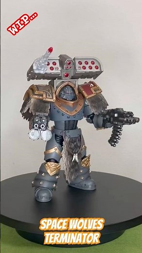 Wip Space Wolves Terminator, using an Iron Warriors Tyrant Siege Terminator with Rocket Launcher.