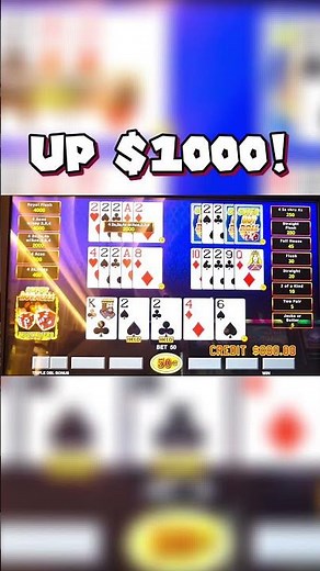 Up $1000 in the blink of an eye! #videopoker #casinos #slot
