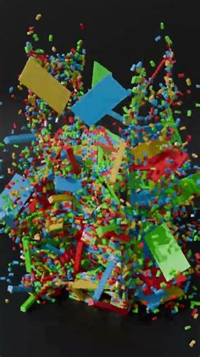 Lego Building Destruction Blender 3D Simulation #satisfying #blender3d