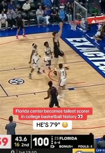 Center Oliver Rioux TOWERS over the competition 😳😤 #collegebasketball #tall #florida #record
