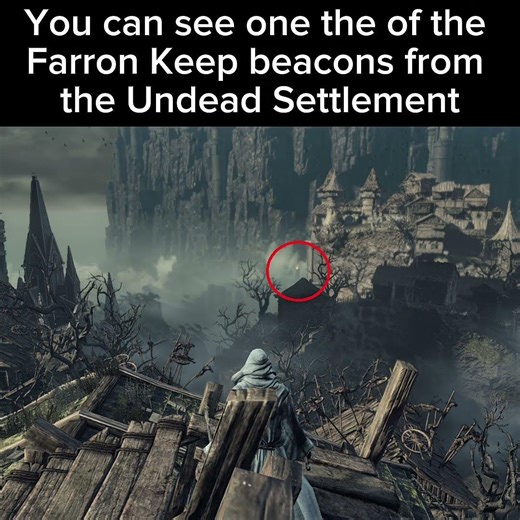You can see one of the Farron Keep beacons from the Undead Settlement #darksouls3