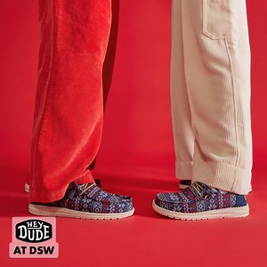 Deck the whole fam out in festive HEYDUDE styles—available at DSW. | DSW Designer Shoe Warehouse