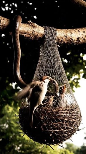 Sparrow Saves Chicks from Snake! 🐦🐍😱