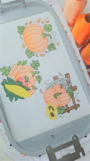 Arte de Bordar | Matrizes de Bordado on Instagram: "Essa é a nossa COLEÇÃO ABÓBORAS 001🧡 💙São 8 matrizes, feitas em pontos leves, perfeitas para bordar panos de prato, semaninhas, toalhas e jogos de cozinha; 💙Tamanhos: 10 cm, 12 cm, 14 cm, 16 cm, 18 cm, 20 cm; 💙Formatos: DST, EXP, JEF, PES, XXX, HUS, VP3. ➡️Essa coleção faz parte do Clubinho da Arte de Bordar. Ela entrou no Clubinho dia 06/fevereiro, e ficará lá durante um mês. ➡️Também disponível para venda no site da Arte de Bordar👇🏻 www