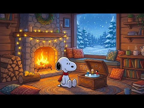 Snoopy’s Cozy Fireplace Room 🎶🔥 Calm Beats to Study & Unwind