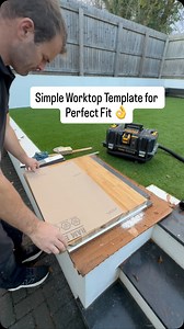 Simple Template to get the Perfect Fit 👌 Using some left over cardboard from floor Protection Makes a quick and easy template for the worktop. Giving you the perfect Fit. #homeimprovement#diy#carpentry#carpenter#dewalt | Peter Hannam Carpentry and Construction