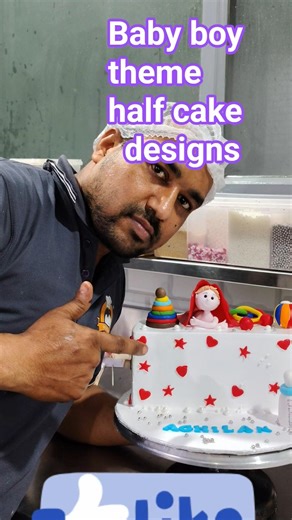#cake baby boy theme half design cake#viralvideo #trending #reels