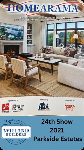 2021 was our 24th year in Homearama at Parkside Estates in Anderson Twp. Our home The Woodford was a modern farmhouse home with an open floor plan. It featured cathedral ceilings, kitchen with a large island, walk-in pantry, inside pub and outdoor bar with a folding pass through window. The oversized covered porch had a grand fireplace and sun deck. This home is still our most popular on the internet. #customhomebuilders #cincinnaticustomhomebuilder #newbuild #custombuilders #customhome #cincyho