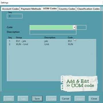 Excel based E-Invoice Tool - Settings