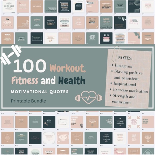 100 Workout Motivation Quotes | Gym Affirmations, Fitness Printable Wall Art, Gym Motivation Printable, Fitness Motivation Quote - Etsy