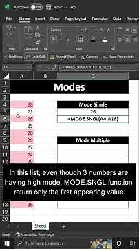 MODE calculation in Excel