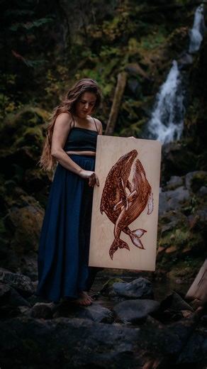 Two humpbacks, moving as one. Created in long, unhurried hours and finished beneath the sound of the waterfall. ✨ Original and prints available. 🐋 #WoodburningArt #NatureInspiredArt #WhaleArt #PyrographyArtist | Samm Moore ART
