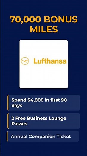 Huge 70,000 Bonus Miles with Lufthansa Miles & More