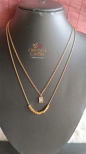 Double Layer 18K Gold-Plated Necklace | Anti-Tarnish Luxury with White Stone & Golden Beads