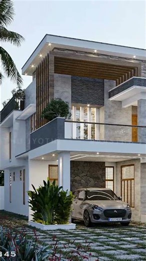 CONTEMPORARY KERALA EXTERIOR DESIGN 🏘️ #architecturalvisualization #keralahousedesign #housedesign