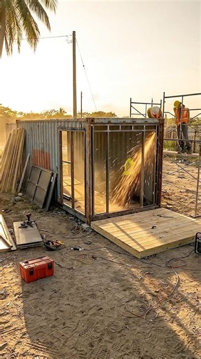 Transforming Shipping Container to Small House 🏠 (timelapse) #satisfying #house #construction