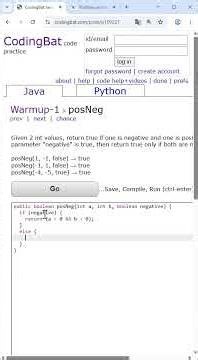 🗣️🎧: 🇨🇭 | 🧮 Basic Java - Coding Bat - "008_Warmup1_posNeg" | #java #education #codingbat #basics