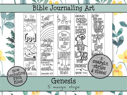 Genesis Bible Journaling Margin Strips • Scripture Coloring Strips • Book of Genesis Printable Bible Art Pages • Instant Download - Etsy