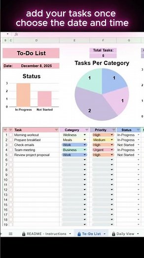 To Do List Spreadsheet Google Sheets Automated Daily Weekly and Monthly Planning