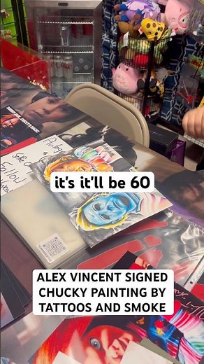Chucky Painting Signed by Alex Vincent (Andy from Child’s Play) 🔪 | Tattoos and Smoke Exclusive