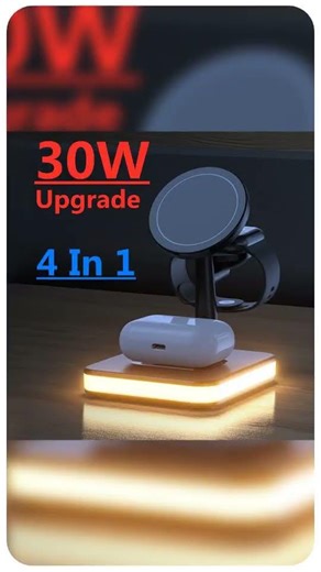 4-in-1 Magnetic Wireless Charging Stand for iPhone, Apple Watch & AirPods – Fast MagSafe-Compatib...