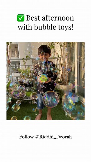 Riddhi Deorah| Parenting Coach 🇮🇳 on Instagram: "👉Unboxing the Bubble Magic Toys @winmagictoys⁣ ⁣ 🛁 I have always enjoyed playing with bubbles as a kid and I still love to play with bubbles⁣ ⁣ 👉 Veer and I had a great afternoon today with sun and bubbles ⁣ ⁣ 👉 We are loving the these bubble magic machine, spinning wand and fan.⁣ ⁣ ✅ Made thousands of bubbles effortlessly ⁣ ✅The bubble solutions are of premium quality ⁣ ✅ Safe and non toxic solution ⁣ ✅The solutions are thick as compared to