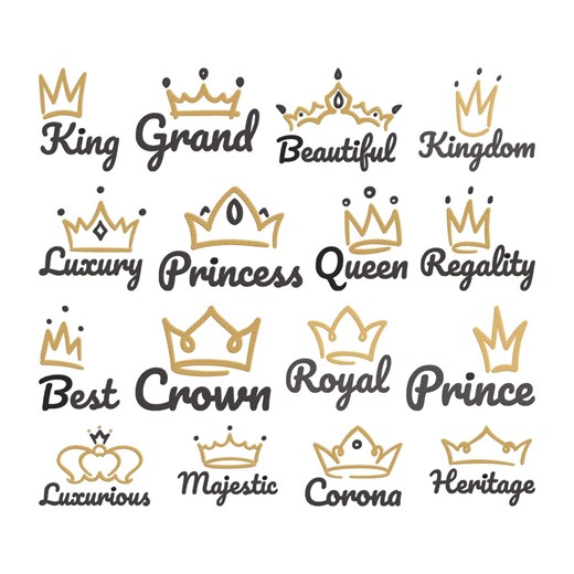 Royal Crown Text Embroidery Design, King Queen Quote Machine Embroidery File, 16 Design, 9 Size, Instant Download - Etsy