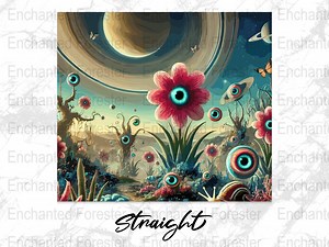 Surreal Sci-fi Fantasy Digital Art, Alien Landscape With Giant Flowers and Planets, Whimsical Space Illustration, Instant Download - Etsy