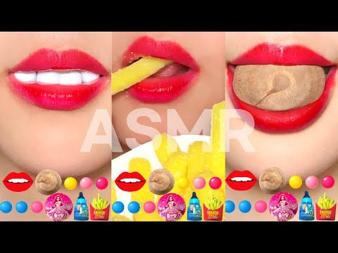 [Full ver.] ASMR Candy, Snack Emoji Food Eating Sounds 🍬🍫🍼🍟 Marshmallow · Choco Balls · Cotton Candy