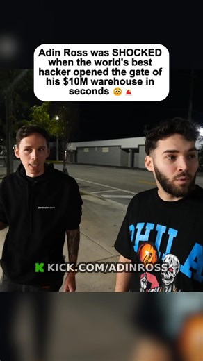 Climbcasts on Instagram: "Adin Ross was SHOCKED when the worlds best hacker opened the gate of his $10M warehouse in seconds Adin Ross is an American social-media creator and livestreamer who has built one of the most influential platforms in online entertainment through unscripted conversations, IRL content, and high-profile interactions with musicians, athletes, and internet personalities. Known for his candid personality, humor, and authentic reactions, Adin has cultivated a massive audience