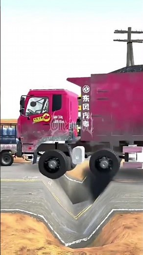 Spintires: MudRunner - truck bouncing through deep potholes