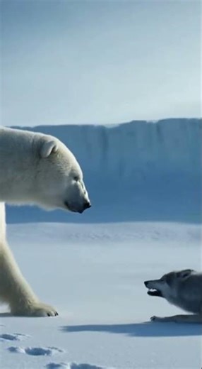 🐻‍❄️🐇 Polar Bear Saves Snow Rabbit from Arctic Wolf in Intense Frozen Rescue! #wildlife #rescue
