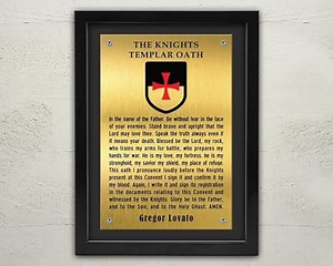 Personalized The Knights Templar Oath Framed Plaque-Knights Templar for Room and Home Decoration-Warrior Art Gift-Metal Award Plaque Sign-Memorials-Certificates And Achievements-(12x16 in)