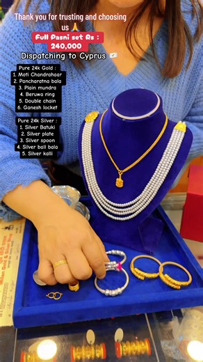 ✨💫 Thank you for trusting and choosing us. Full pasni set Rs : 240,000 only, available in our store. Delivery 🚚 all over Nepal. WhatsApp / Viber : 977 9709188173. #lowweightgoldjewellery #lowweightpasniset #pasniset #pasnisetinnepal #fypシ゚viral