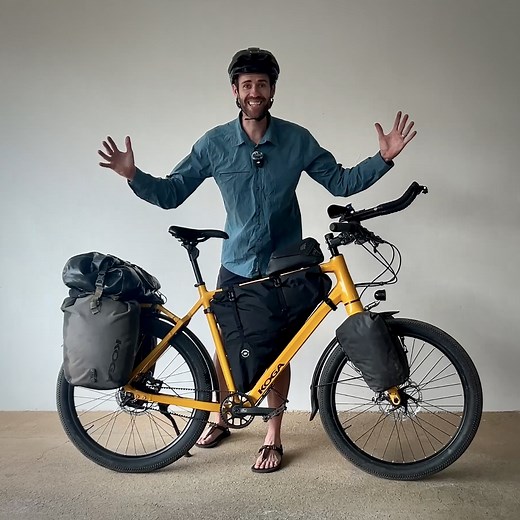 The amazing bike I use to cycle across continents!! 🌏 Bike: KOGA WorldTraveller-S Internal Gear Hub: Rohloff Dynamo hub: SON 28 15 USB Charger: Cinq Plug6 Plus Drivetrain: Gates CDX Belt Brakes: Shimano XT Hydro Tyres: Schwalbe G-One 2.8” Rims: Ryde Rival 27.5” Stem: Vecnum Freeqence Seatpost: Redshift Shockstop PRO Seat: Selle Italia Sport Gel Flow Racks: KOGA Bags: Ortlieb, Tailfin, Conquer | Alee Denham // CyclingAbout.com