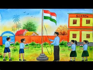 independence day drawing for beginners with water color