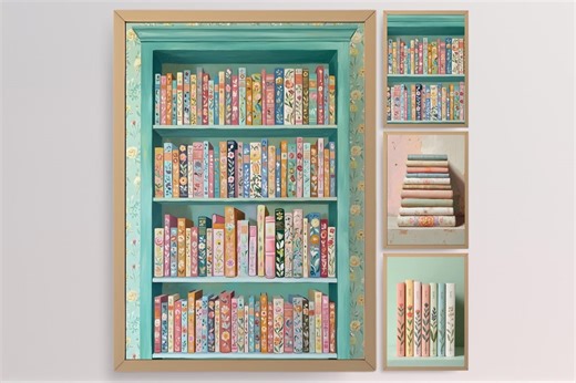 Pastel Book Stack Print Whimsical Bookshelf Wall Art Decorative Floral Library Poster (digital Download) - Etsy