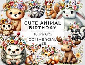 Cute Animal Birthday Party Clipart