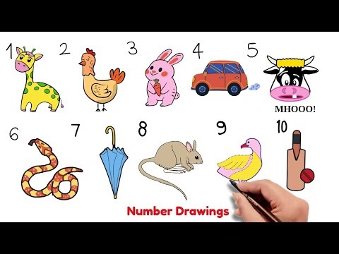 How to draw picture using number 1 to 10 | Numbers Drawing 1 to 10 easy | Step by step