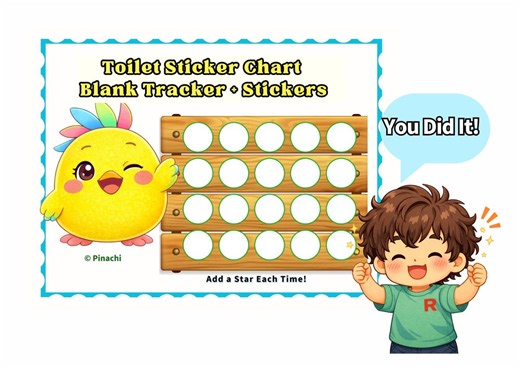 Potty Reward Chart, Toilet Training Sticker Tracker (Instant Download PDF)