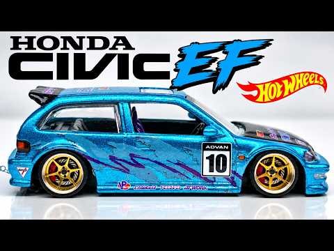 Custom Hot Wheels Honda Civic EF JDM Diecast Build #Hotwheels