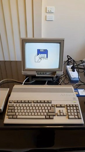 Commodore Amiga 500 computer with 1084S cathode ray tube CRT monitor