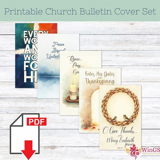 Church Bulletin Covers: Gratitude Bulletin Cover Set | 5 Scripture Design | #18 - Etsy