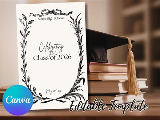 Graduation Program Template, Black and White Graduation Ceremony Program, Class of 2026 Canva Template, Printable Booklet, Editable - Etsy