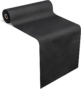 American Homestead Paper Table Runner Roll - 78 ft. Disposable Linen-Like Table Cover Roll - 20 Perforated Table Runners (16" x 48") for Parties, Weddings, and Events - Black