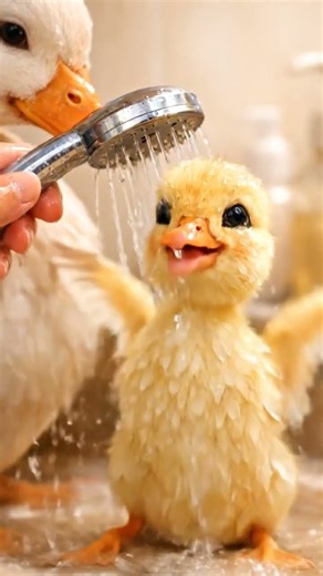 Cute Baby Duck Enjoying a Shower 🦆🚿 | Relaxing ASMR Moment
