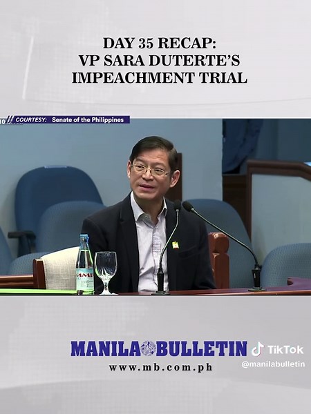 BANK, INSURANCE WITNESSES TESTIFY ON VP SARA, MANS CARPIO ACCOUNTS #VPSaraOnTrial Day 35 RECAP: The Senate impeachment court heard testimony from bank and insurance representatives about the accounts and insurance policies of Vice President Sara Duterte and her husband, Atty. Manases “Mans” Carpio. Arcy James Gonzales, manager of AUB Davao-Tori Branch, said Carpio had four accounts at the branch. Two of these accounts are still active, with a combined balance of ₱6.43 million from 2022 to 2025. 