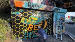 🖌️🐝 BEE WEIRD 🐝🎨 Watch as the Bee Weird mural by Lucky comes to life on The Graffiti Bridge! 🐝✨ This piece celebrates the weird, the wonderful, and the wild spirit of creativity. Hit play, watch the timelapse, and remember—it’s cool to bee yourself! 🐝🎥 📍 #thegraffitibridge , Pensacola 🎨 Artist: Lucky 💬 Tag a friend who embraces their weirdness! #beeweird #graffitibridge #pensacolaart #pensacolaartist | The Graffiti Bridge