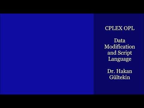 CPLEX OPL Tutorial 10 Data Modification and Script Language
