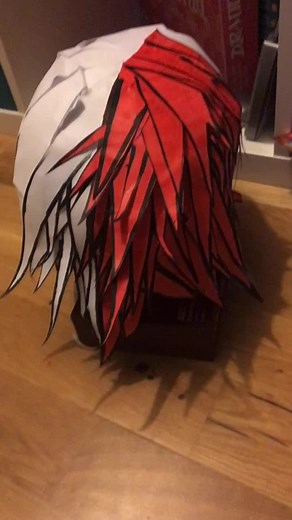 P 5 of making a paper wig for the first time x I just prepared some of the strands today#paperwigmaking #paperwig #pen #mha #wig #diy #shototodoroki